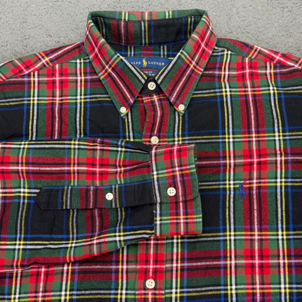Ralph Lauren Performance Flannel Mens XL Multi Color Plaid Classic Fit Shirt